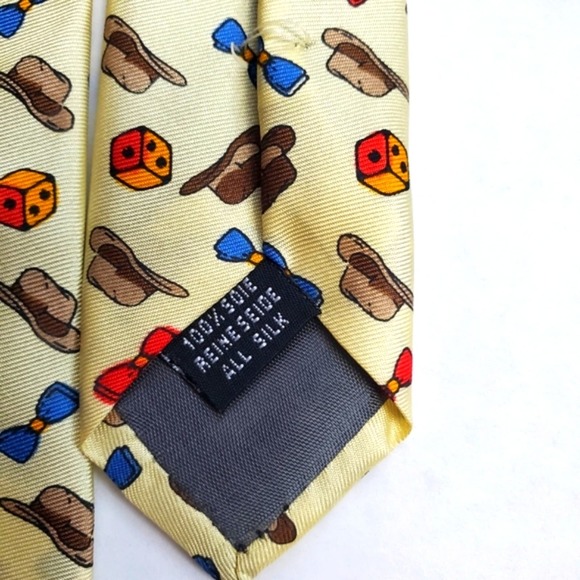 IL David by Florence Men's 100% Silk Hat Bowtie Dice Foulard Pattern Tie - Picture 7 of 8